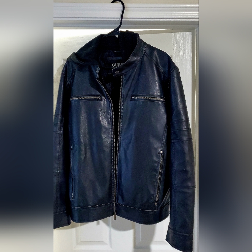 Leather hoddie Jacket